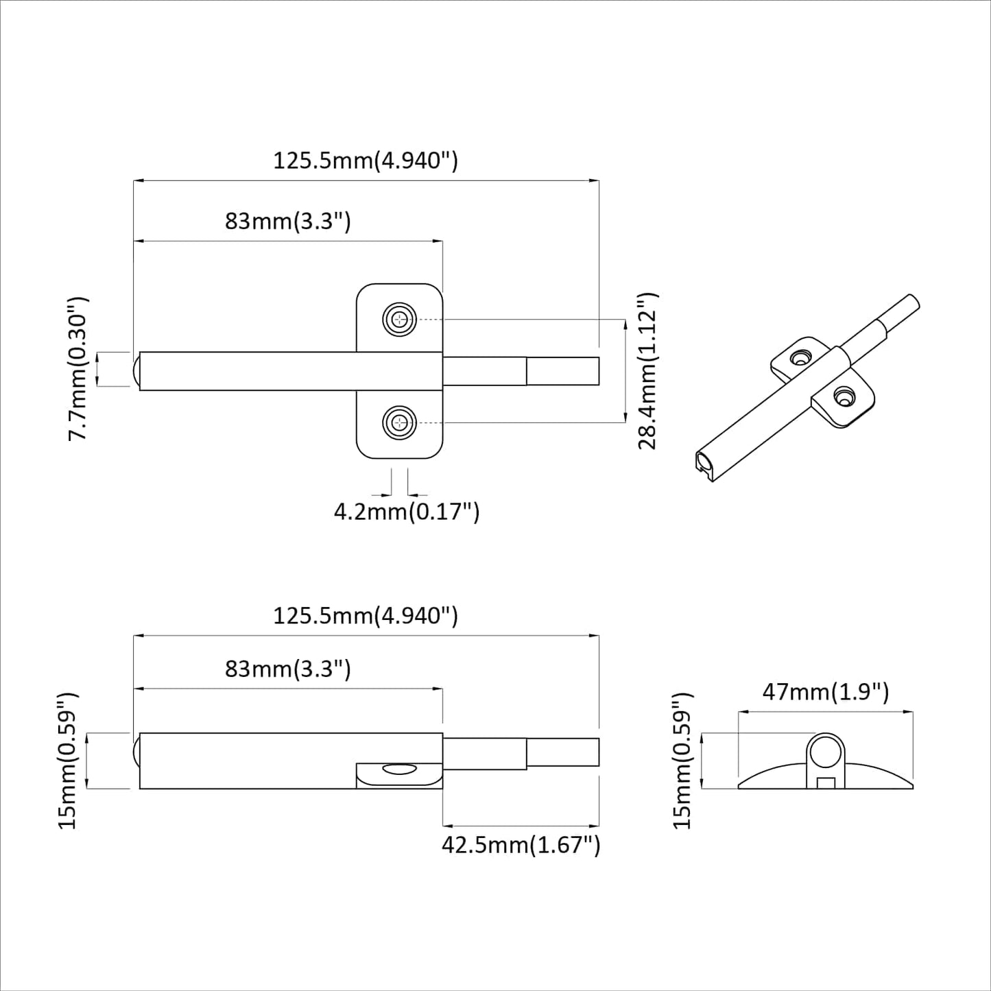 vidaXL Μαλακή κλειδαριά 2 pcs Γκρι 125 x 47 x 15 mm PP
