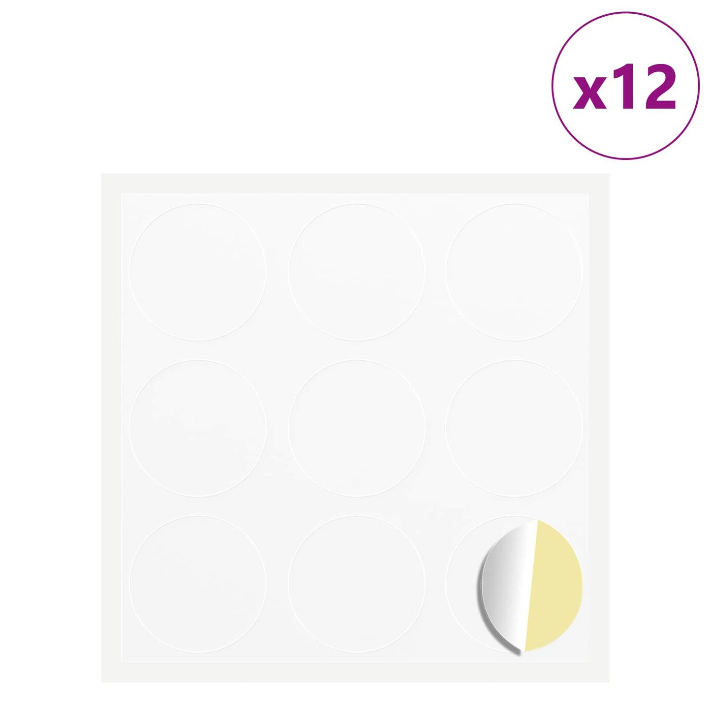 vidaXL Αυτοκόλλητο 12 pcs Λευκό Ø 20 x 0,5 mm Χαρτί