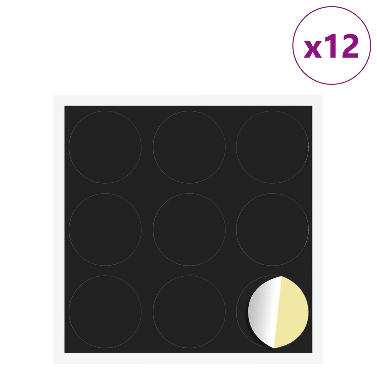 vidaXL Αυτοκόλλητη Κάλυψη Βιδών 12 pcs Μαύρο Ø 20 x 0,5 mm