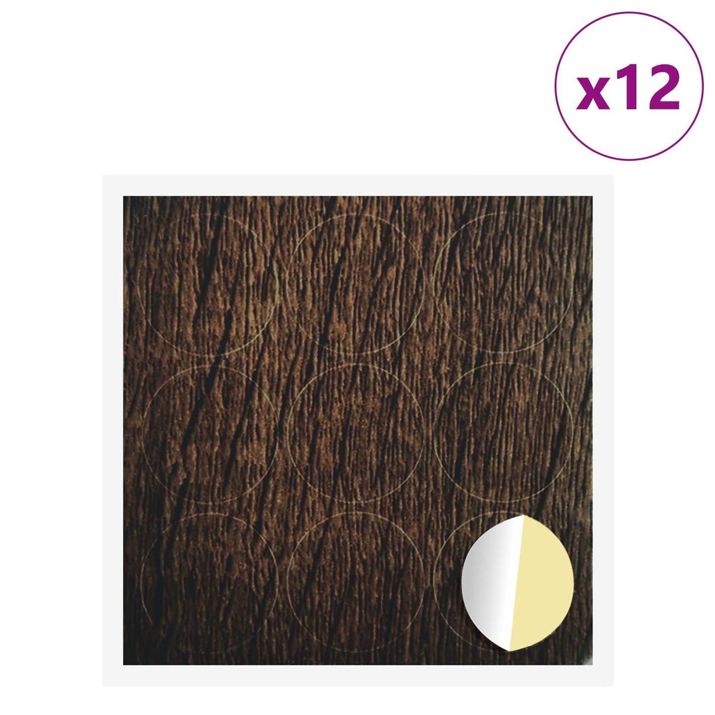vidaXL Αυτοκόλλητη Κάλυψη Βιδών 12 pcs Καφέ δρυς Ø 20 x 0,5 mm