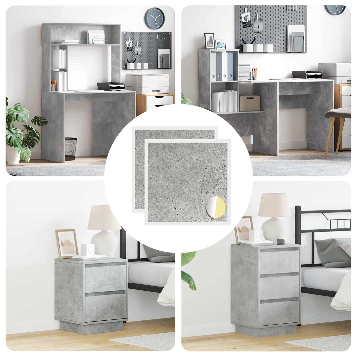 vidaXL Αυτοκόλλητη Κάλυψη Βιδών 2 pcs Σκυρόδεμα Γκρι Ø 20 x 0,5 mm