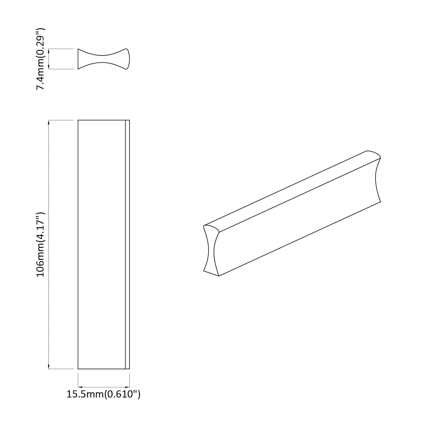 vidaXL Λαβή 973 pcs Μαύρο 106 x 7,4 x 15,5 mm Αλουμίνιο