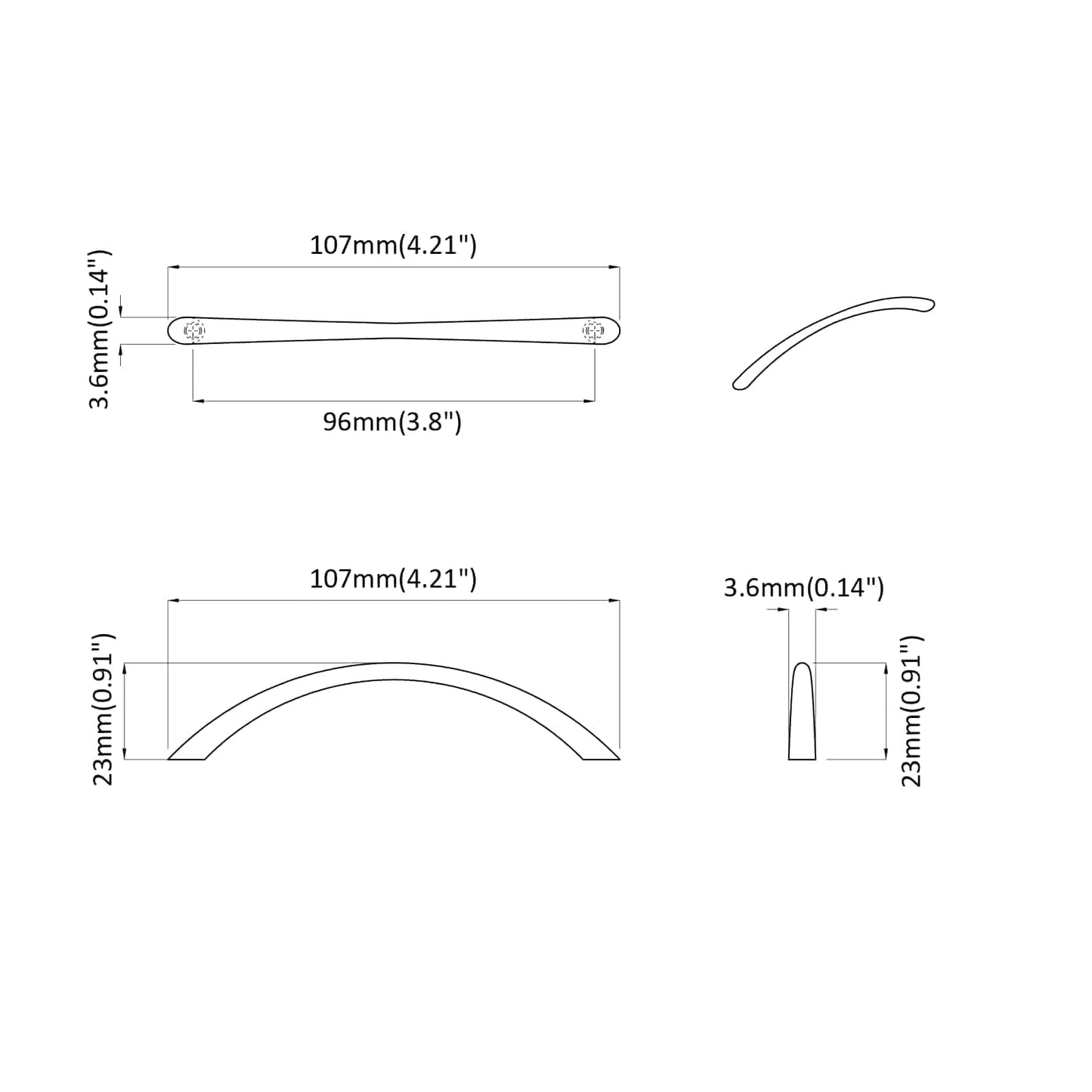 vidaXL Λαβή 2 pcs Ασημί 107 x 3.6 x 23 χιλ. Ανοξείδωτο ατσάλι