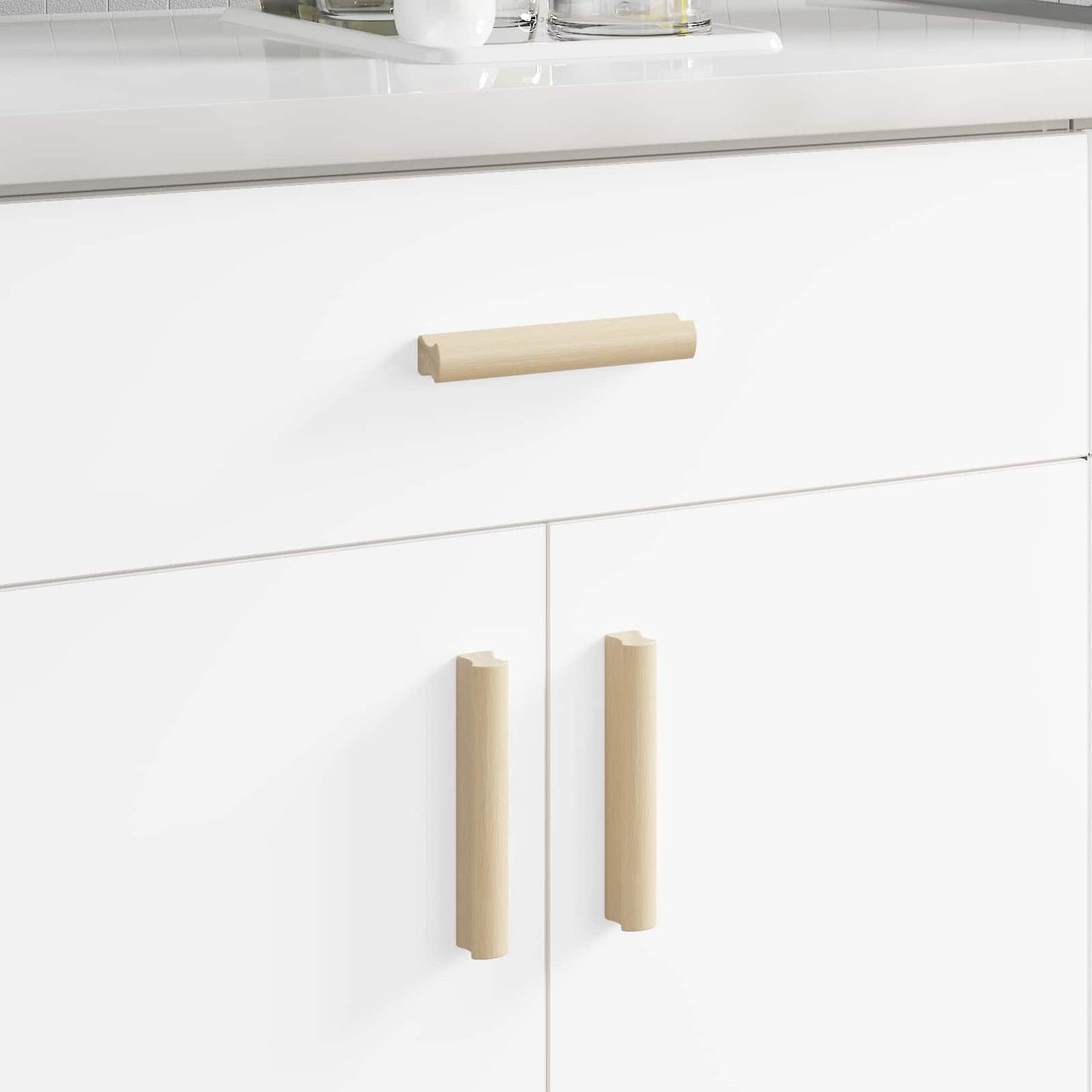 vidaXL Ευθεία Λαβή 12 pcs Φυσικό Χρώμα Ξύλου 130 x 25 x 30 mm