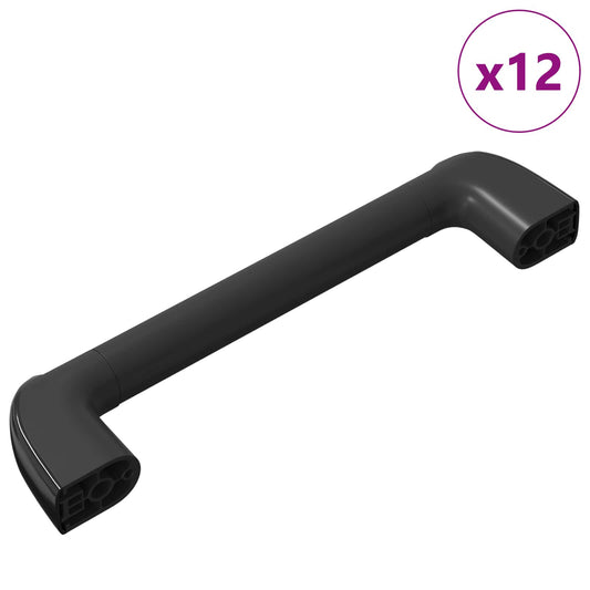 vidaXL Λαβή Μονόχρωμο 12 τεμ. Μαύρο 380 x 34 x 85 mm Αλουμίνιο και PP