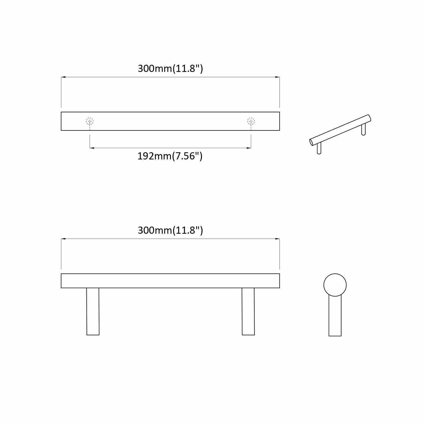 vidaXL Χειριστήριο Ντουλάπας 12 pcs Ασημί 300 mm Ανοξείδωτο ατσάλι