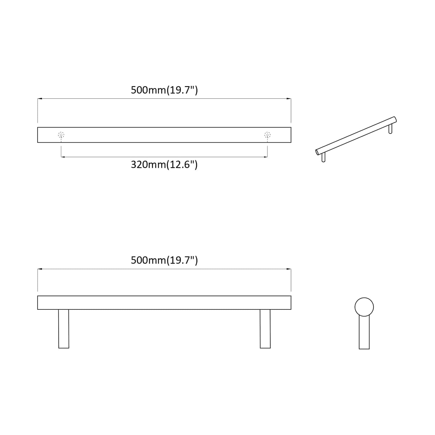 vidaXL Λαβή 12 pcs Ασημί 1500 mm Ατσάλι