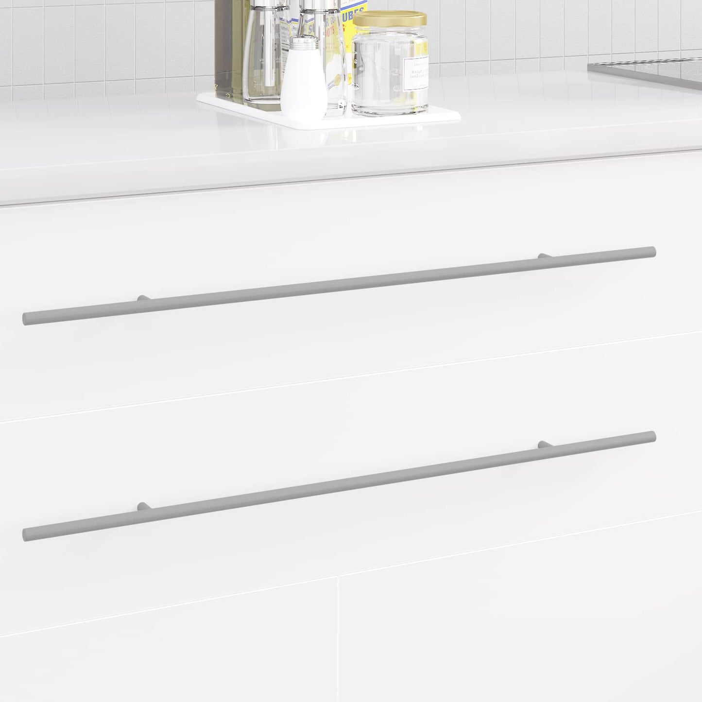 vidaXL Χειριστήριο Ντουλάπας 12 pcs Ασημί 1700mm Ανοξείδωτο ατσάλι