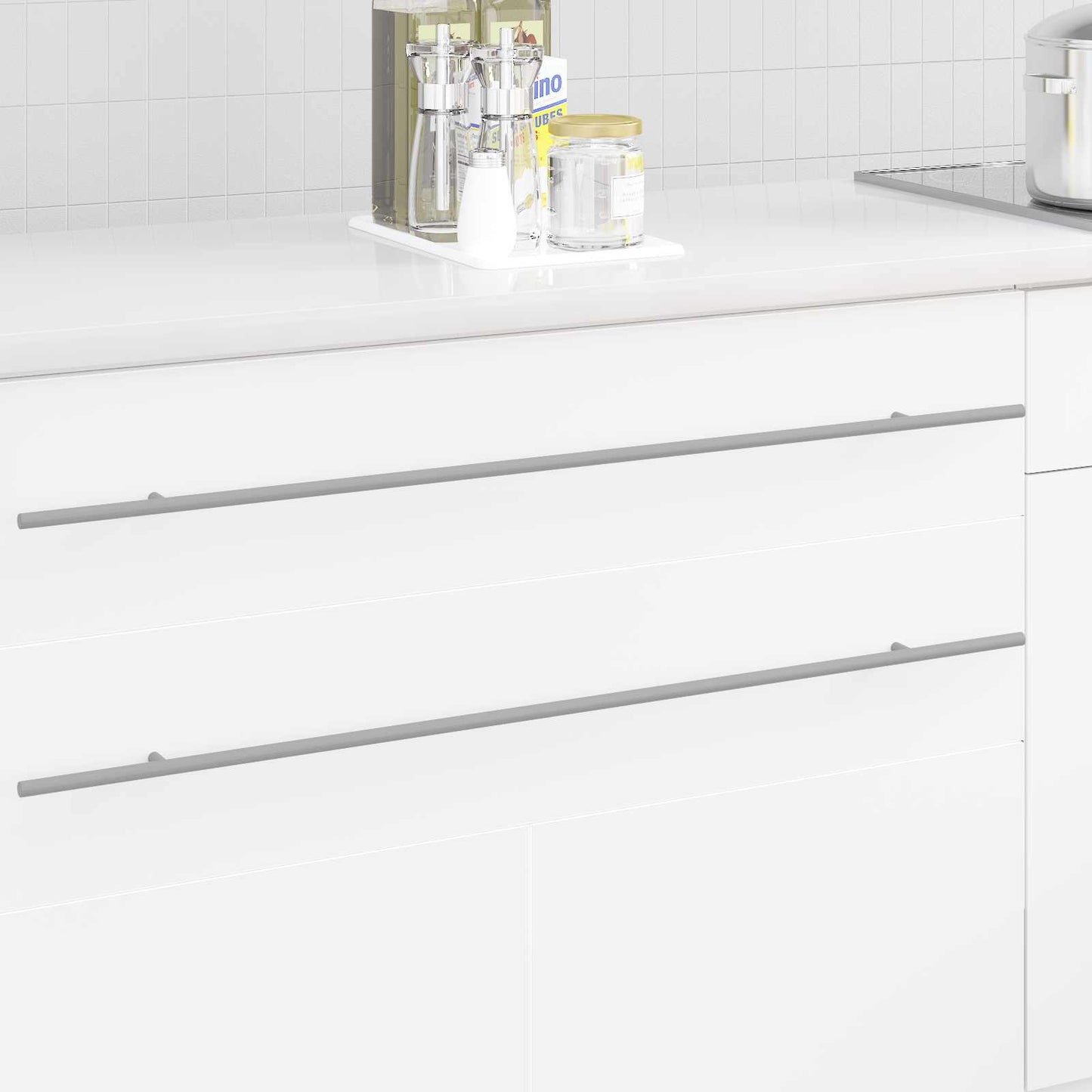 vidaXL Χειριστήριο Ντουλάπας 2 pcs Ασημί 0 Ανοξείδωτο ατσάλι