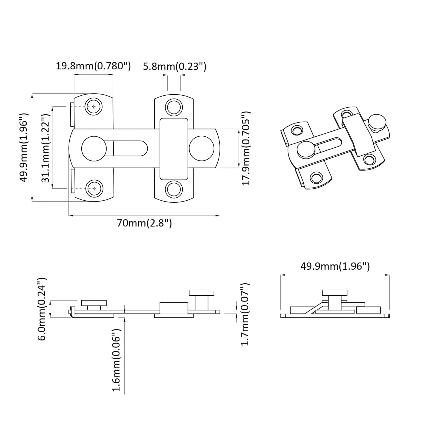 vidaXL Μεταλλικός κλειδαριάς πόρτας 423 pcs Ασημί 70 x 8 mm Ατσάλι
