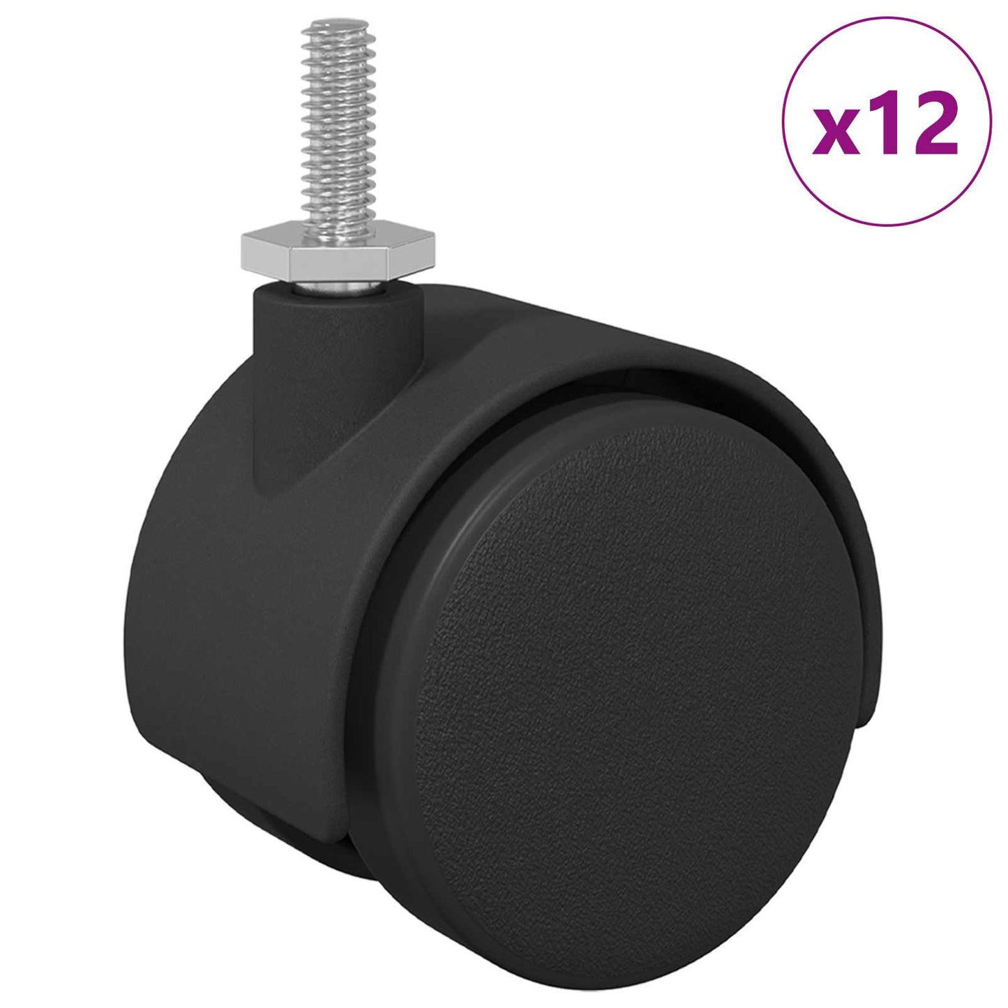 vidaXL Ρόδες 12 τμχ. Μαύρο 40,1 x 37,8 χιλ PP και Σίδερο