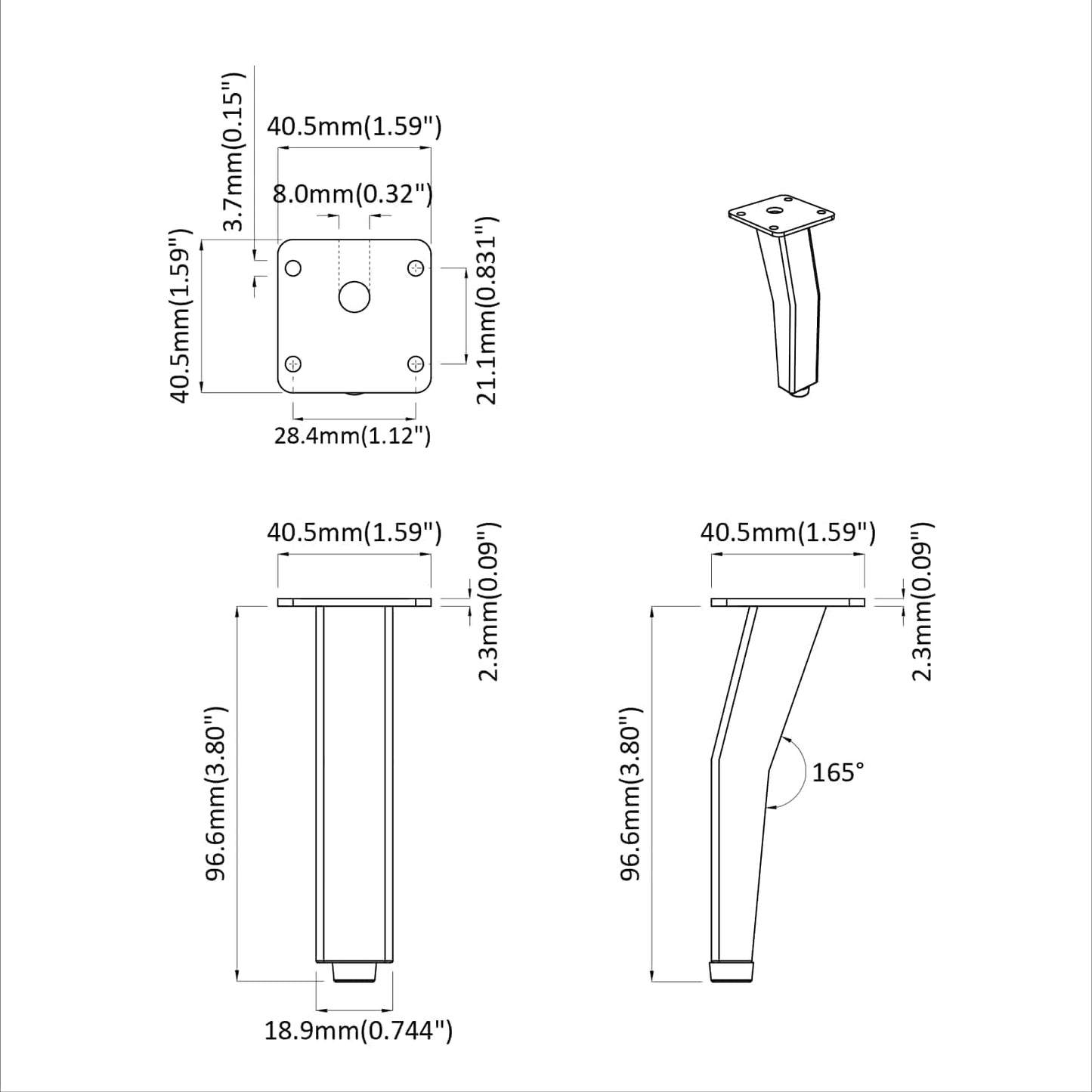 vidaXL Στηρίγματα 12 pcs Μαύρο 40 x 40 x 100 mm Σίδερο