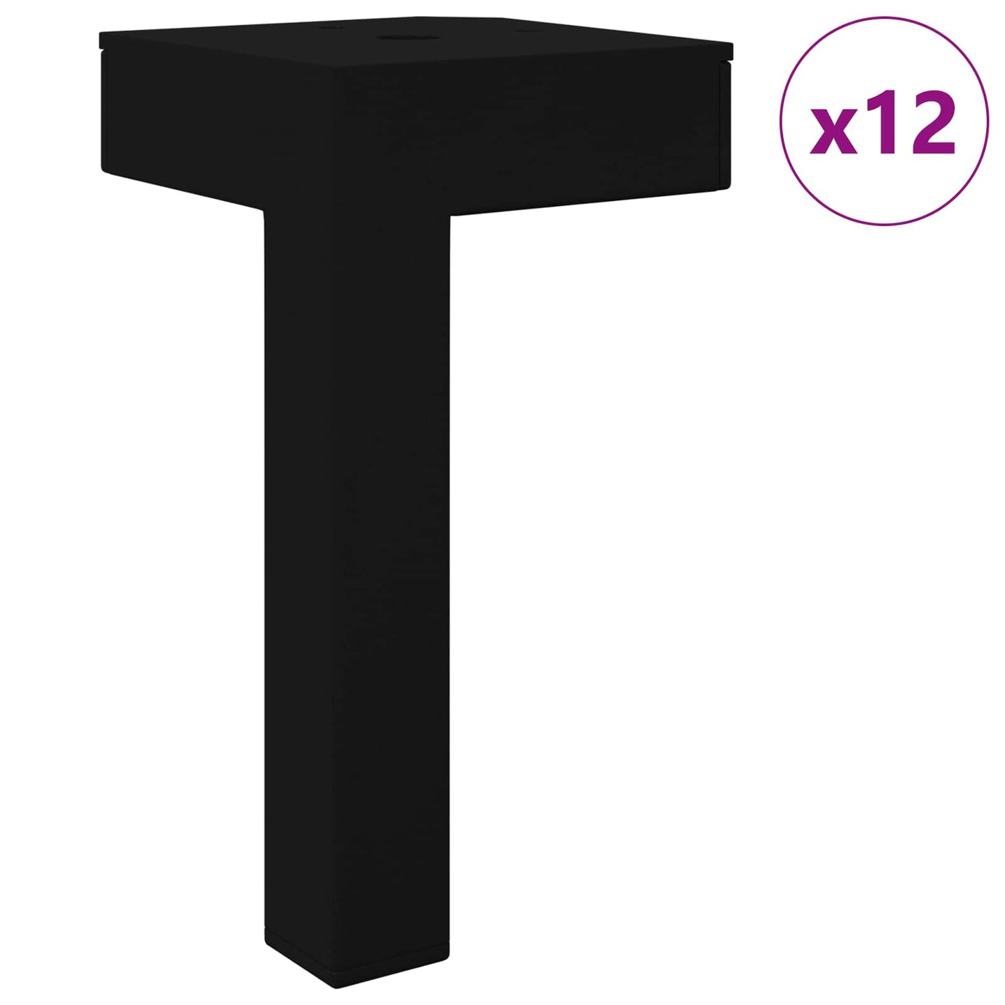 vidaXL Στηρίγματα 12 pcs Μαύρο 57 x 57 x 100 mm Σίδερο