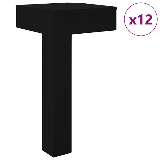 vidaXL Στηρίγματα 12 pcs Μαύρο 57 x 57 x 100 mm Σίδερο