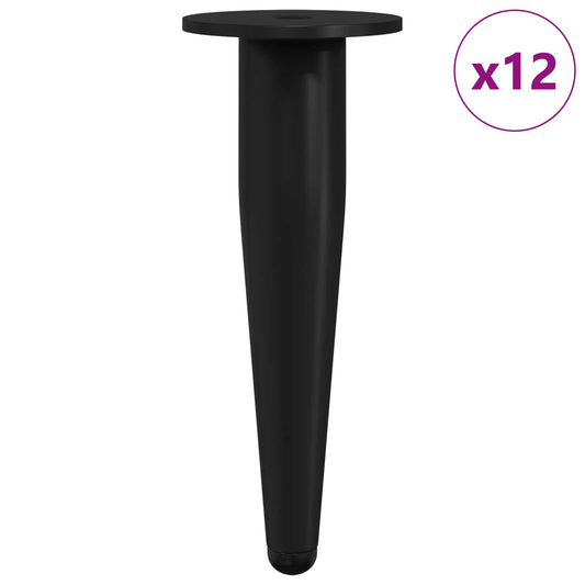 vidaXL Πόδια Επίπλων 12 pcs Μαύρο Ø 40 x 98 mm Σίδερο