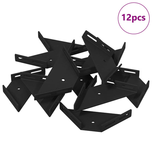 vidaXL Βραχίονας Γωνίας 12 Μαύρο 138,5 x 50,5 x 16 mm Σίδερο