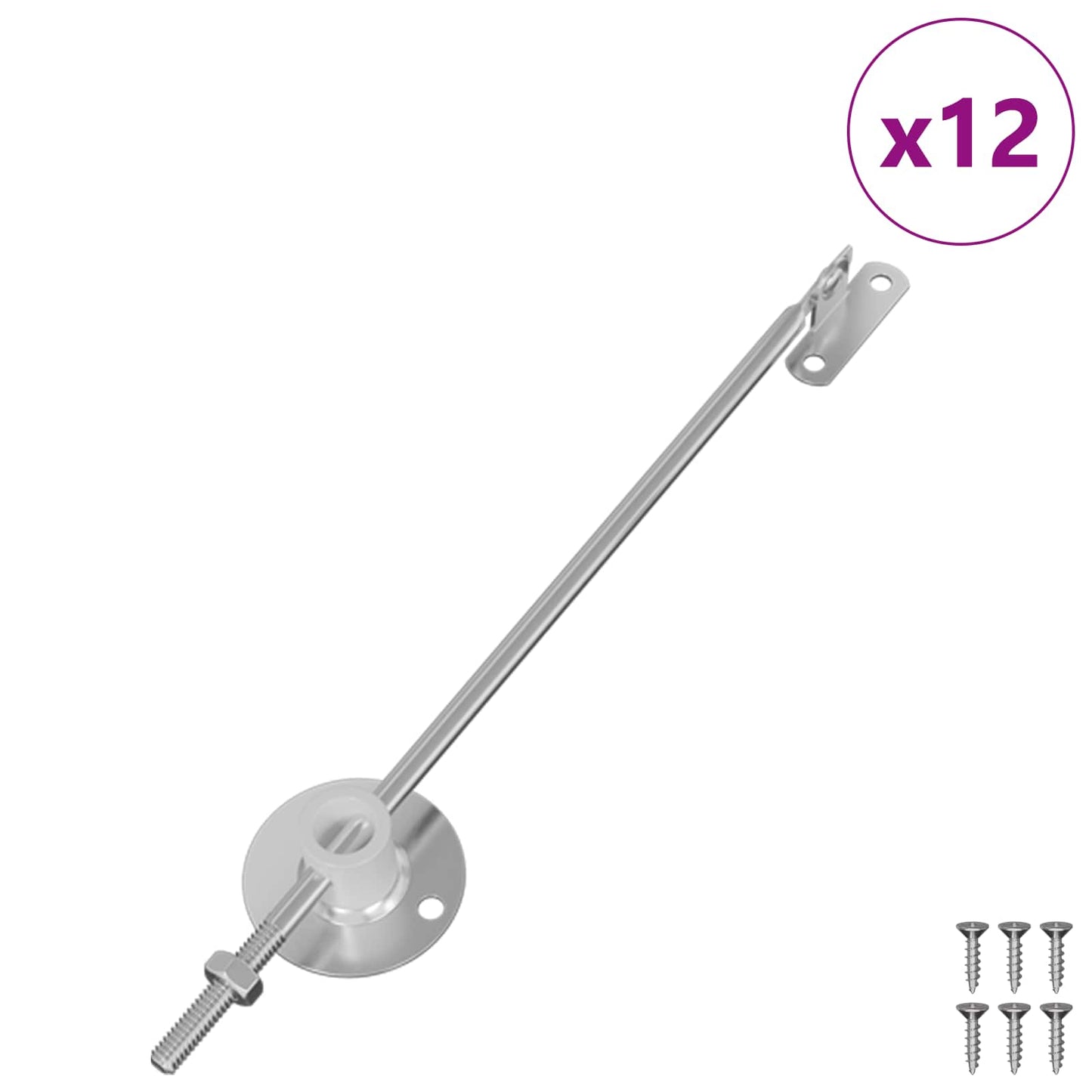 vidaXL Μεντεσές στήριξης καπακιού 12 pcs Ασημί 194 x 36 x 18 mm Σίδερο