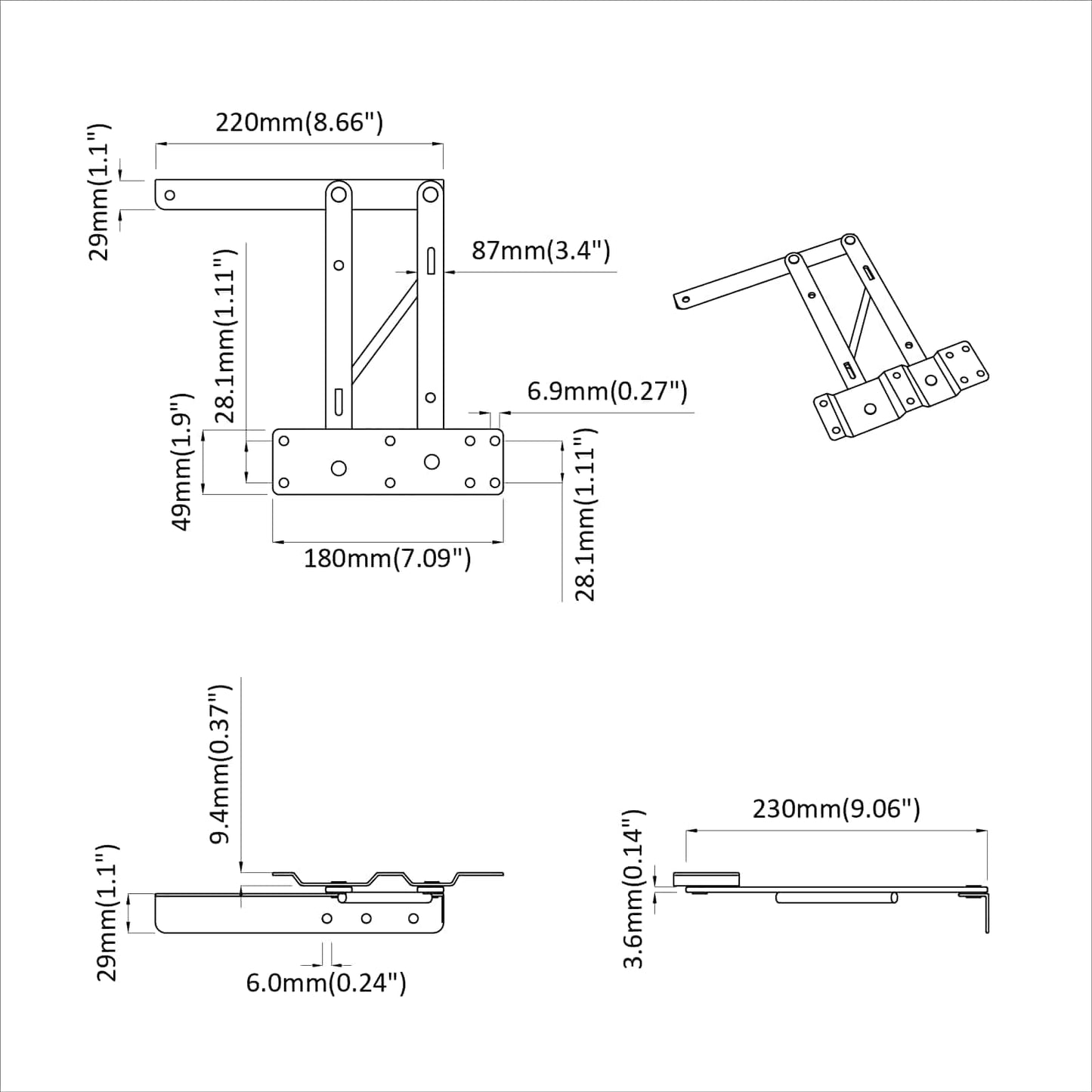 vidaXL Μηχανισμός Ανύψωσης Κρεβατιού 12 pcs Μαύρο 340 x 95 x 40 χιλ