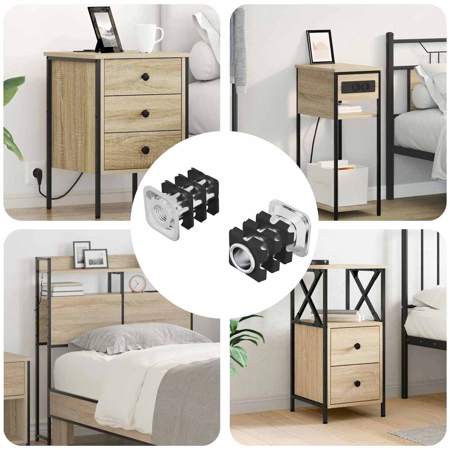 vidaXL Εισαγωγή Σωλήνα με Σπείρωμα 2 pcs Μαύρο και Ασημί