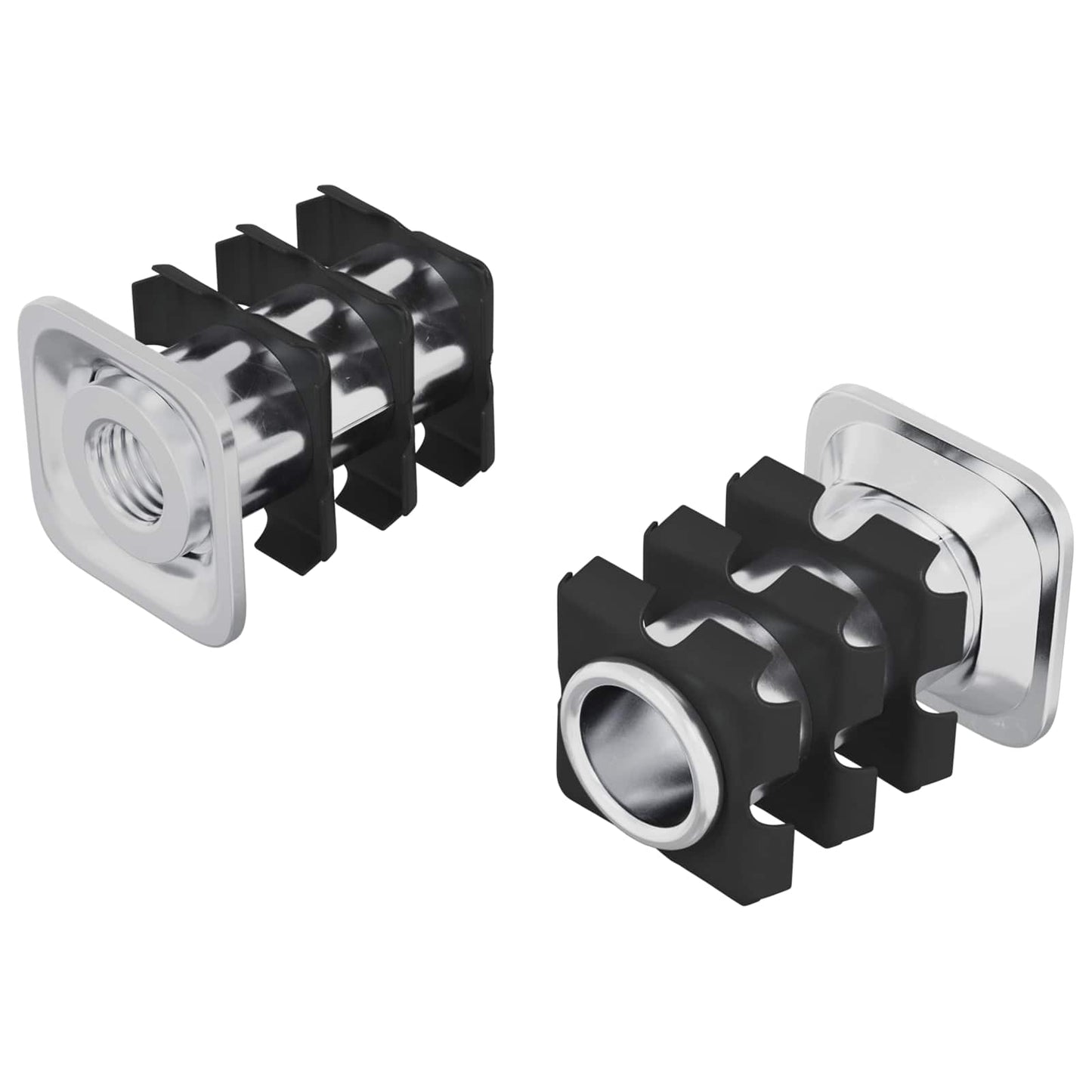 vidaXL Εισαγωγή Σωλήνα με Σπείρωμα 2 pcs Μαύρο και Ασημί