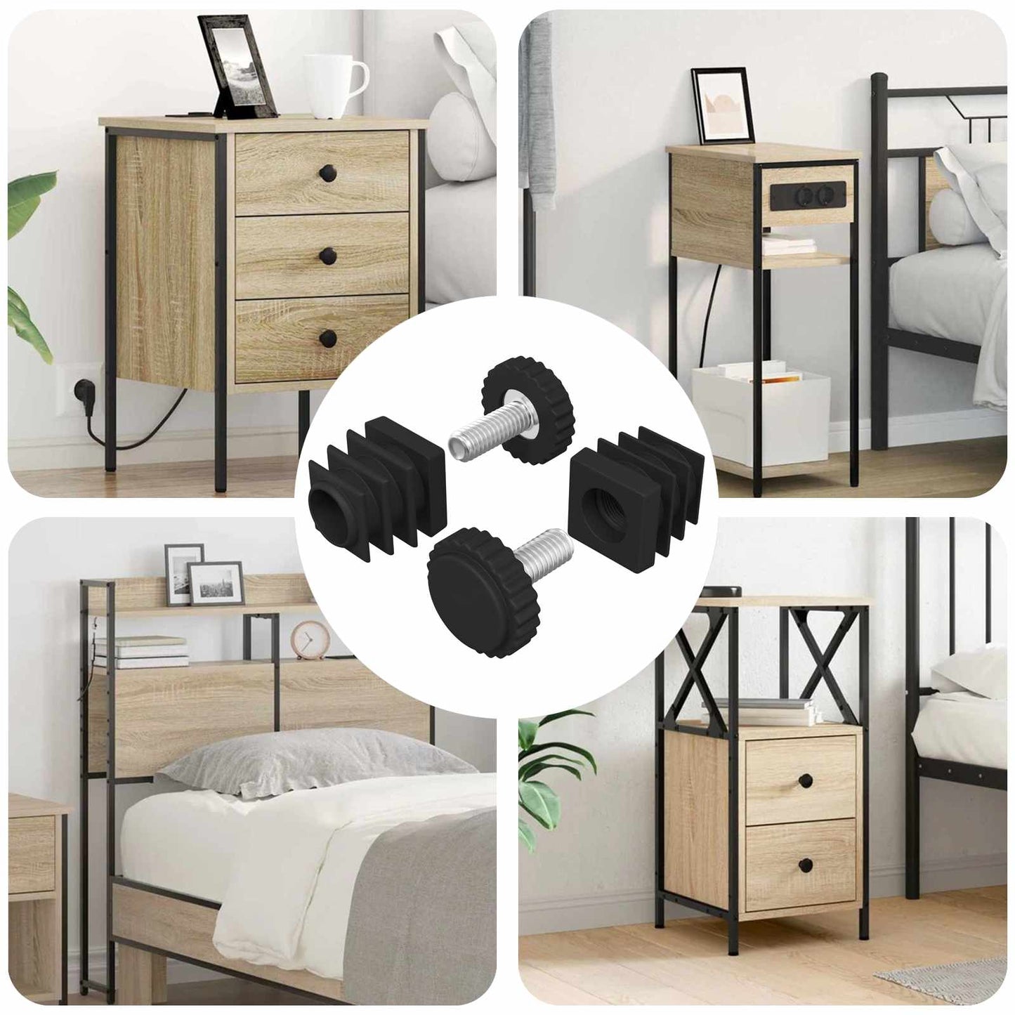 vidaXL Ζυγοστάθμιση επίπλων Ρυθμιζόμενος 2 pcs Μαύρο M6 PP
