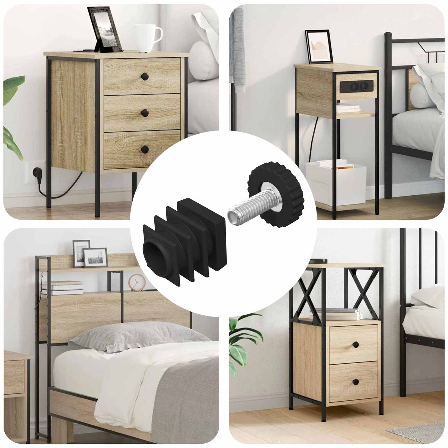 vidaXL Ζυγοστάθμιση επίπλων Ρυθμιζόμενος 12 pcs Μαύρο M6 PP