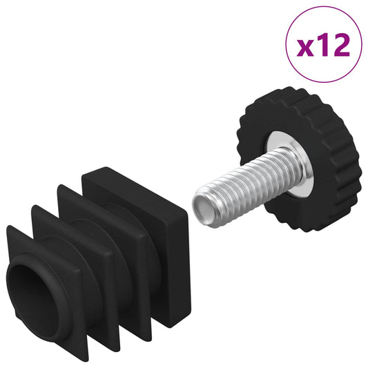 vidaXL Ζυγοστάθμιση επίπλων Ρυθμιζόμενος 12 pcs Μαύρο M6 PP
