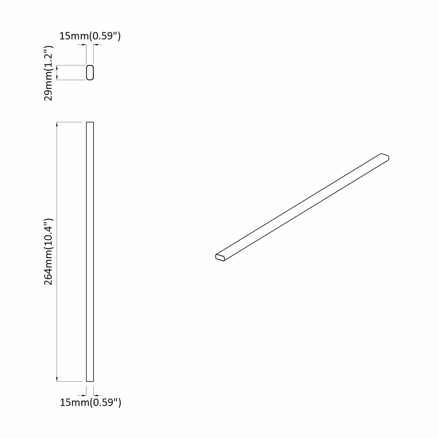 vidaXL Ράβδος Ντουλάπας 2 pcs Ασημί 264 x 15 x 29 mm Αλουμινένιο Κράμα