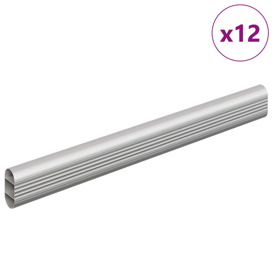 vidaXL Ράβδος Ντουλάπας 12 pcs Ασημί 264 x 15 x 29 mm