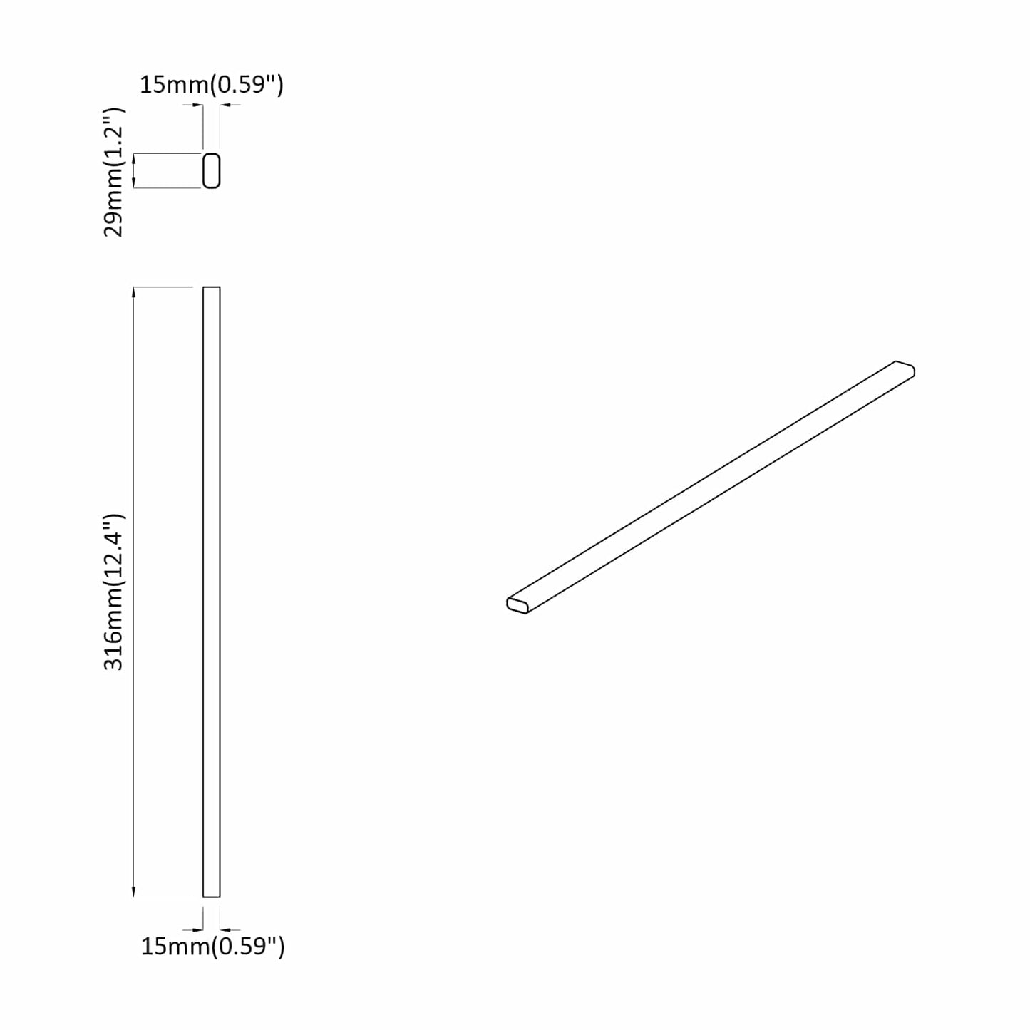 vidaXL Ράβδος Ντουλάπας 12 pcs Ασημί 316 x 15 x 29 mm