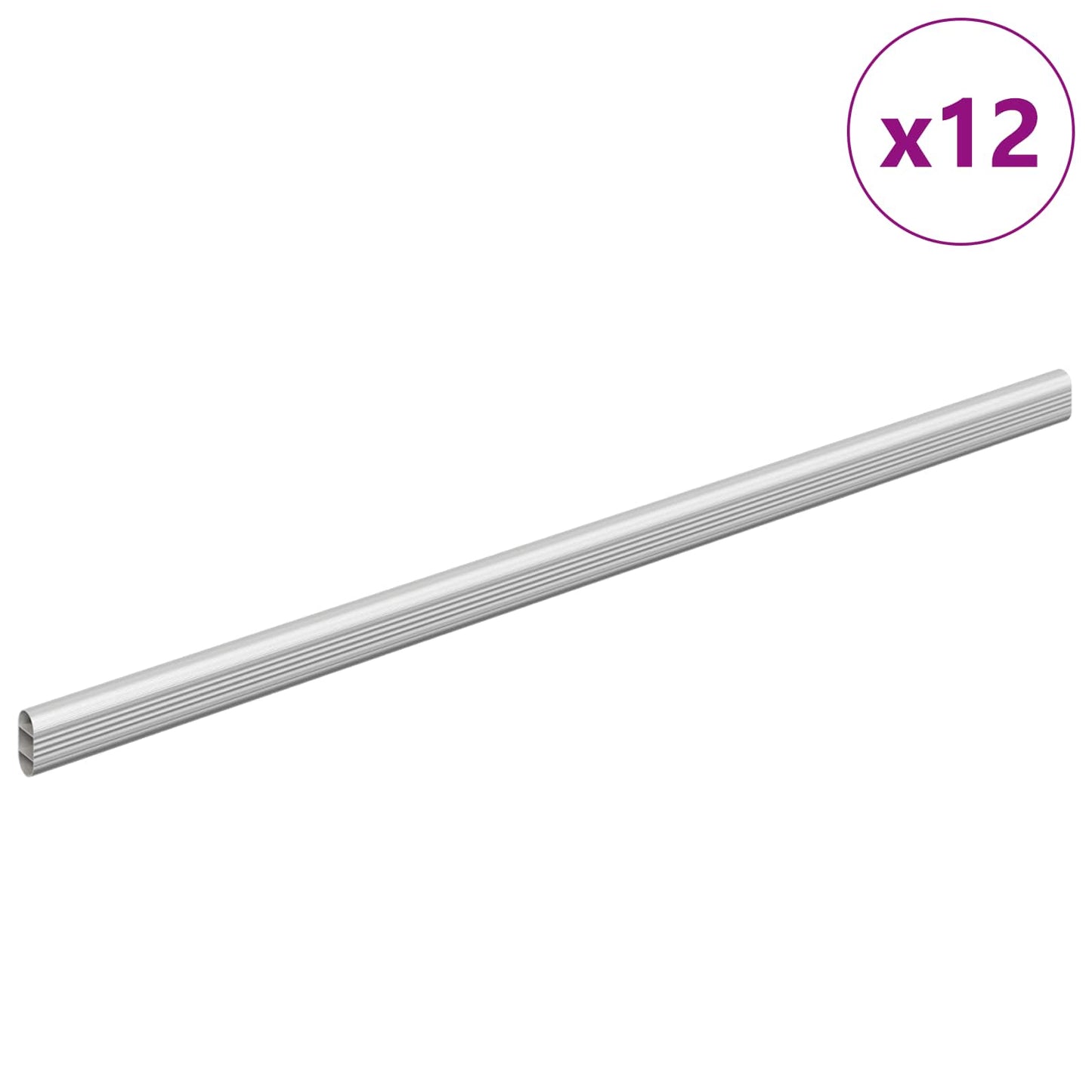 vidaXL Ράβδος Ντουλάπας 12 pcs Ασημί 472 x 15 x 29 mm