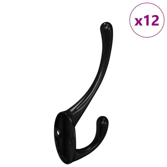 vidaXL Κρεμάστρα Ρούχων 12 τεμ. Μαύρο 102 x 29 x 47mm Ζαχαροχάλκος