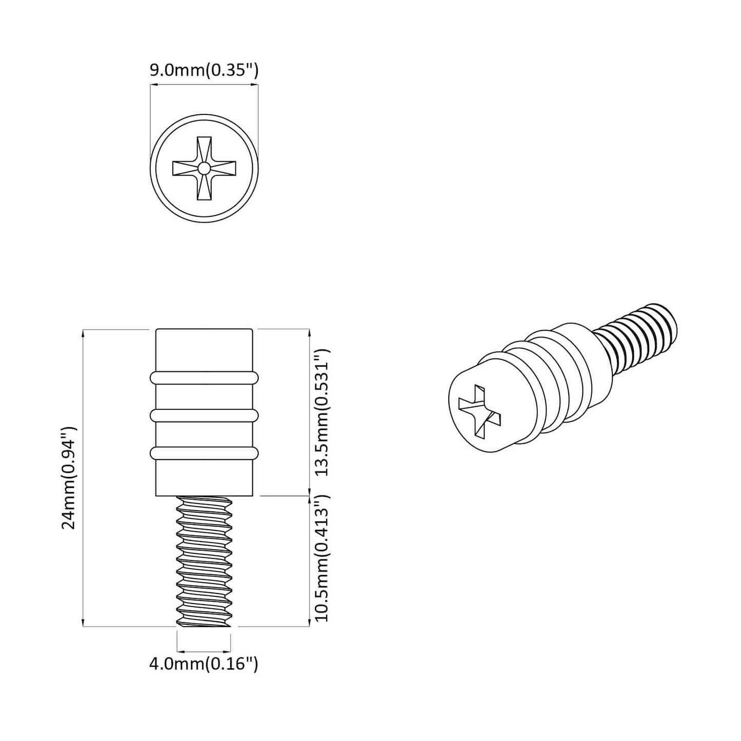vidaXL Βίδα Στήριξης 4865 pcs Μαύρο M4 Καουτσούκ και Χάλυβας
