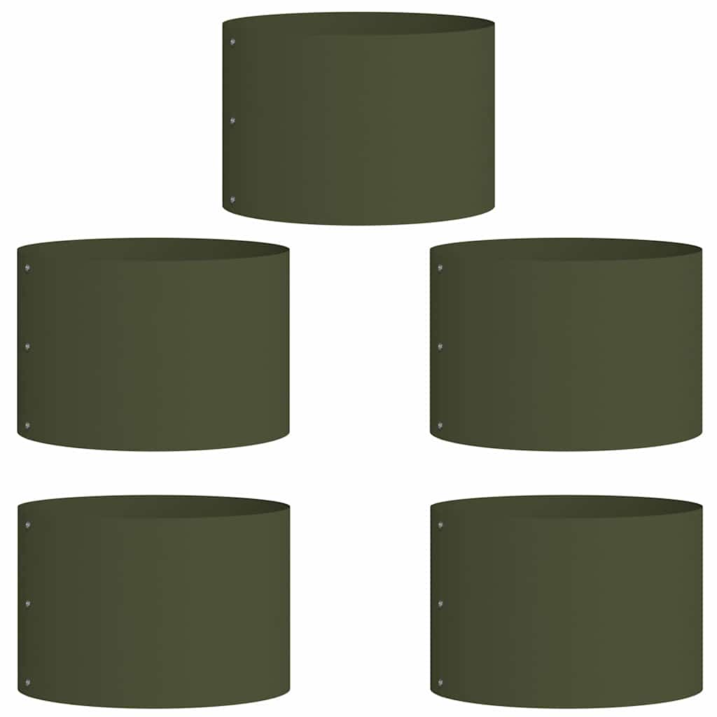 vidaXL Ζαρντινιέρες κήπου 5 pcs Λαδί 30 x 30 x 20 cm Ατσάλι