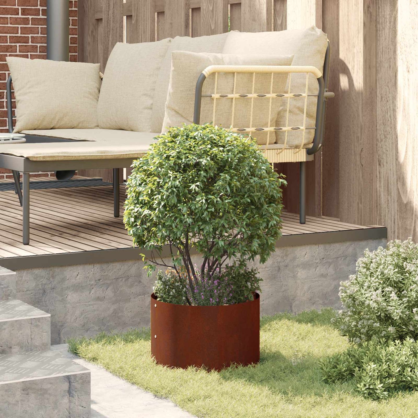 vidaXL Γλάστρα Κήπου Καφέ 30 x 30 x 20 cm Ατσάλι Σκληρυθέν στον Αέρα