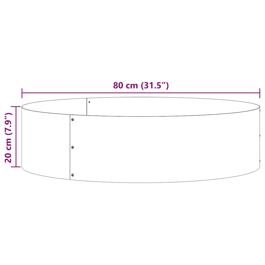 vidaXL Δακτύλιος γλάστρας Λευκό 80 x 80 x 20 cm Ψυχρής έλασης χάλυβας