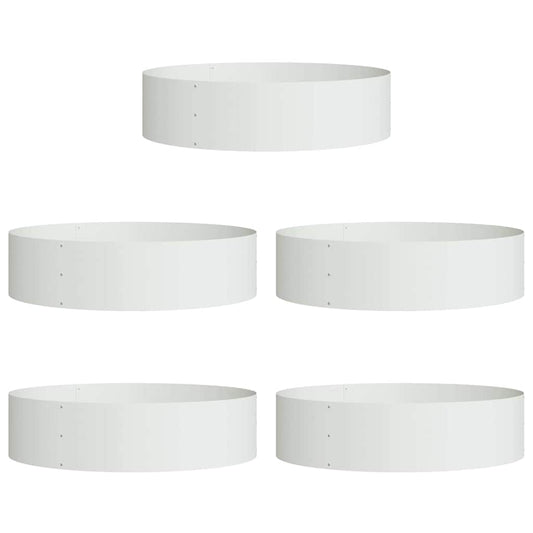 vidaXL Γλάστρα Κήπου 5 pcs Λευκό 80 x 80 x 20 cm Ψυχρής έλασης χάλυβας
