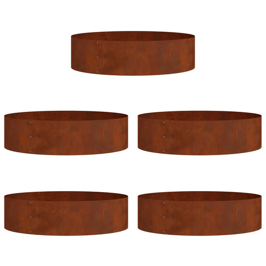 vidaXL Δακτύλιος γλάστρας 5 τμχ. Σκ rusty 80 x 80 x 20 cm