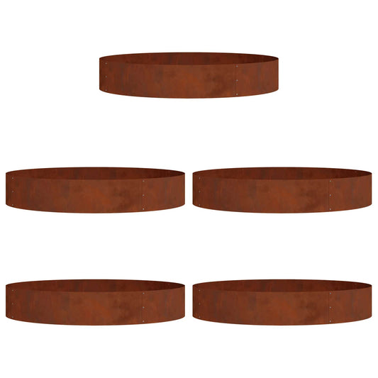 vidaXL Δακτύλιος γλάστρας 5 τμχ. Σκ rusty 120 x 120 x 20 εκ.