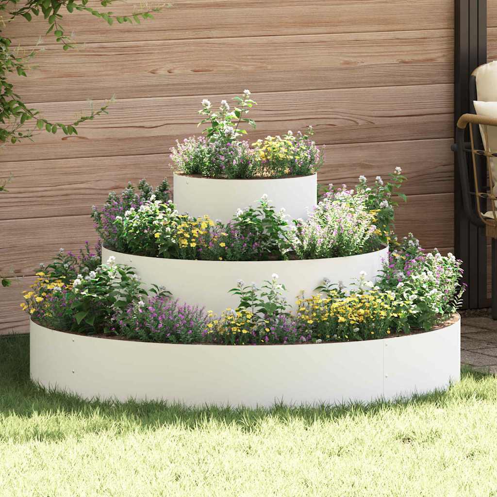 vidaXL Γλάστρα Κήπου Λευκό 120 x 120 x 20 εκ. Ψυχρής έλασης χάλυβας