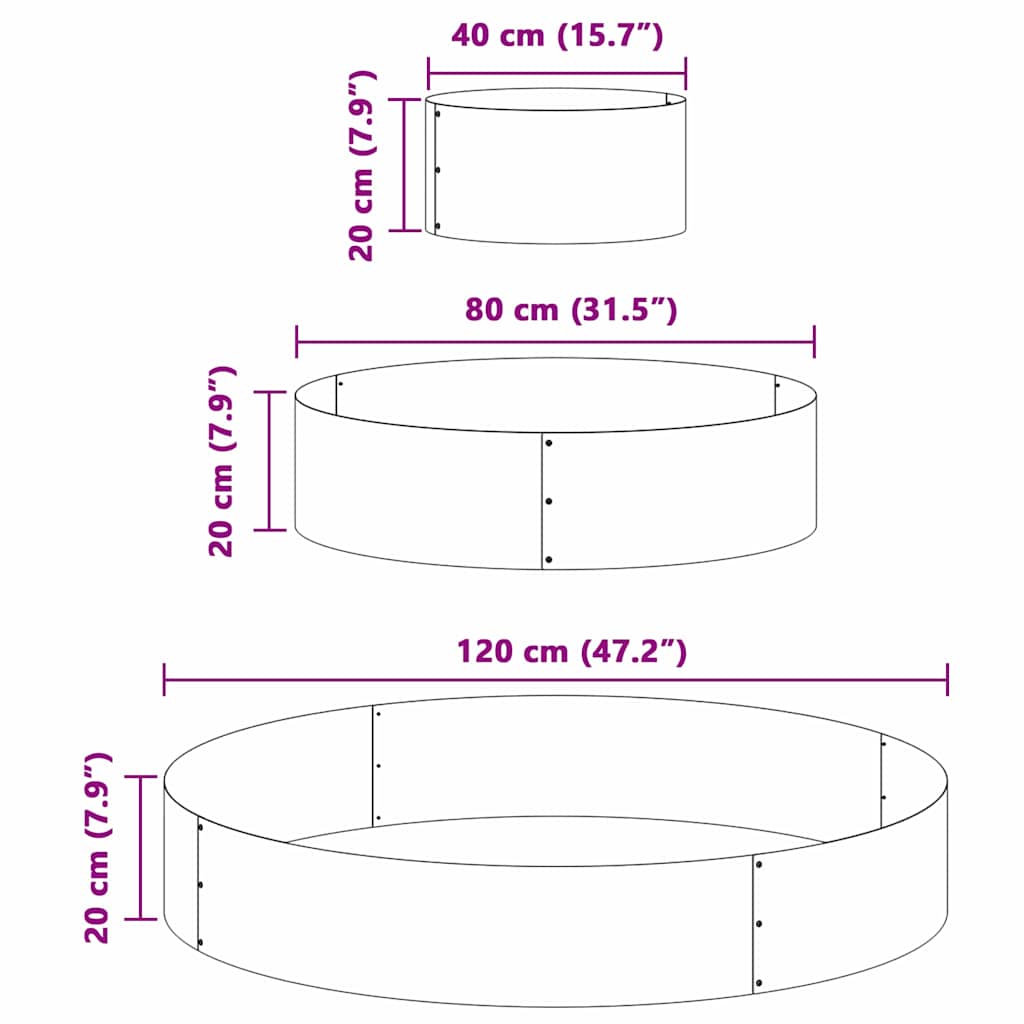 vidaXL Γλάστρα Κήπου Ασημί 120 x 120 x 20 εκ. Ανοξείδωτο ατσάλι