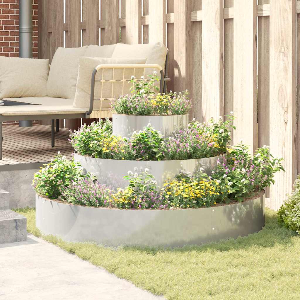 vidaXL Γλάστρα Κήπου Ασημί 120 x 120 x 20 εκ. Επικαλυμμένος Χάλυβας