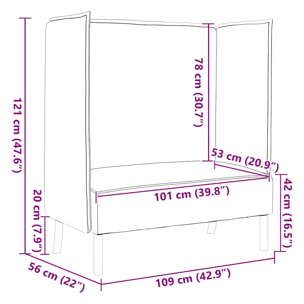 vidaXL Καναπές Υψηλής Πλάτης Σκούρο γκρι 109 x 56 x 121 εκ. ύφασμα