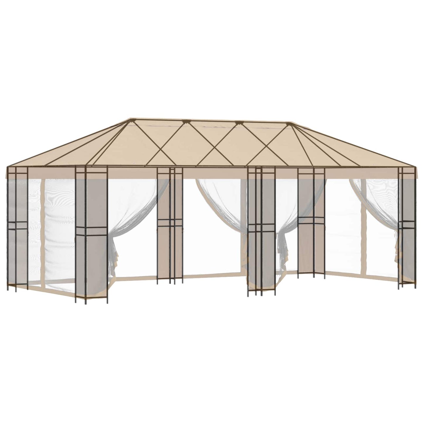 vidaXL Σκελετός Γκαζebo 6 x 3 m Μαύρο Ατσάλι