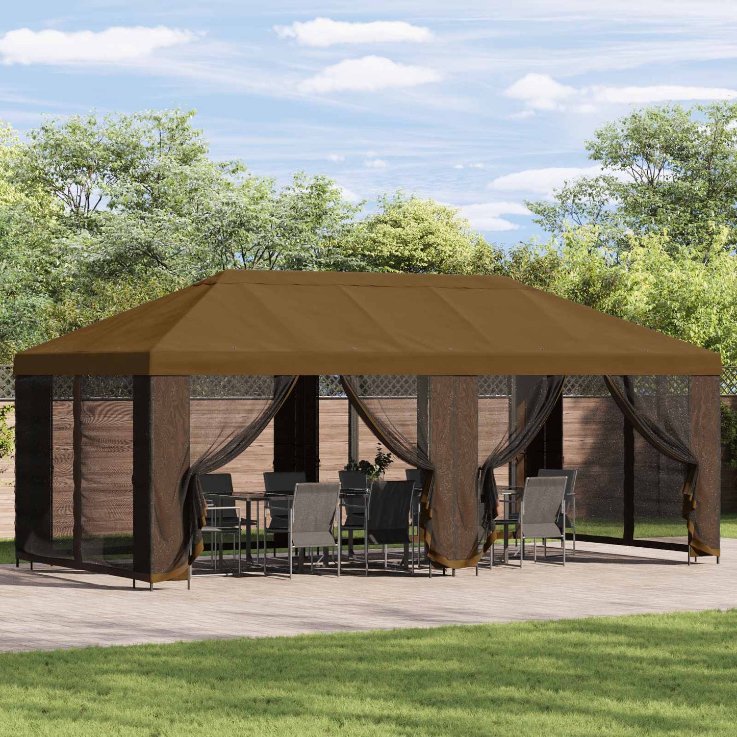 vidaXL Κήπος Γκαζebo 6 x 3 m Taupe Πολυεστέρας και Χάλυβας 190