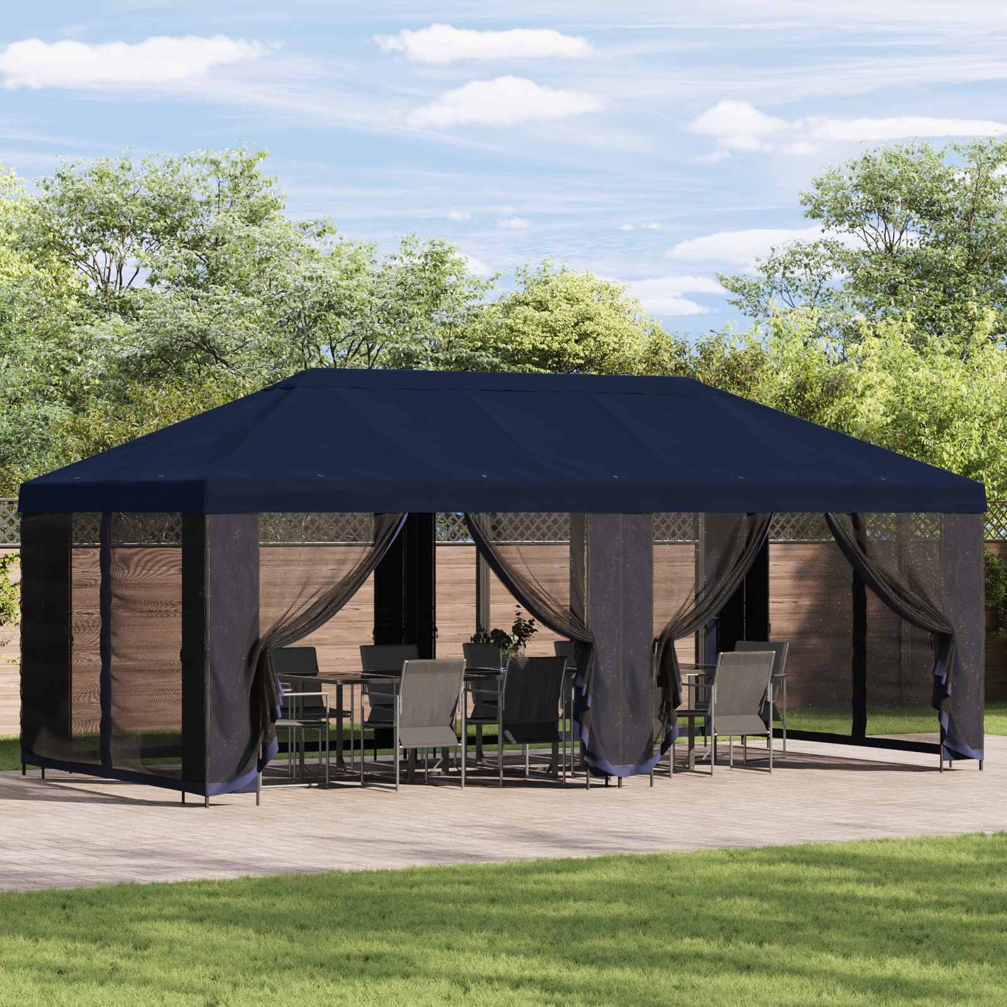 vidaXL Κήπος Γκαζebo 6 x 3 m Μπλε Πολυεστέρας και Χάλυβας 190