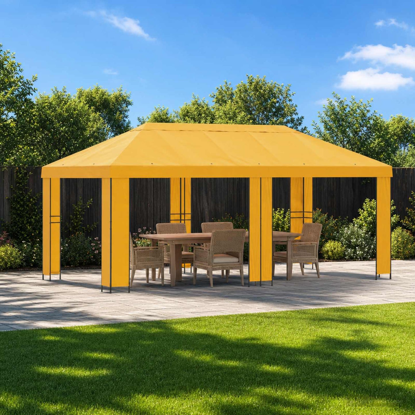vidaXL Κήπος Γκαζebo 6 x 3 m Κίτρινο Πολυεστέρας και Χάλυβας 190