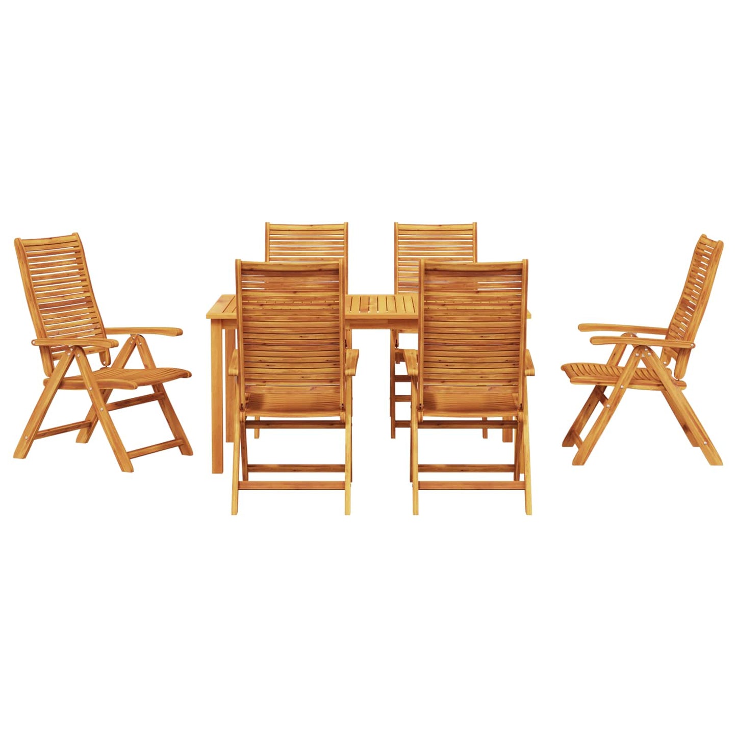 vidaXL Σέτ φαγητού για κήπο 7 pcs Καφέ Στερεό Ξύλο Ακακίας