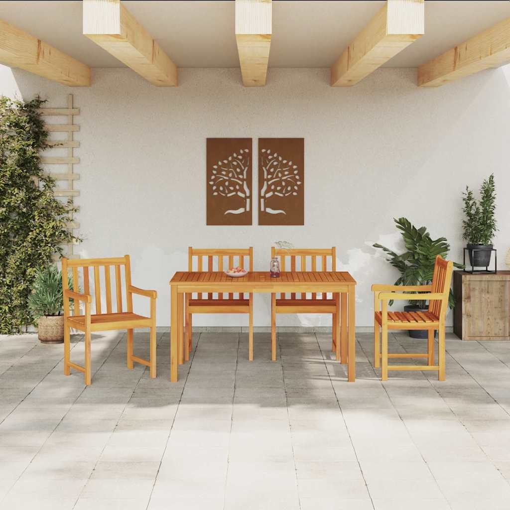 vidaXL Σέτ φαγητού για κήπο 5 pcs Καφέ Στερεό Ξύλο Ακακίας
