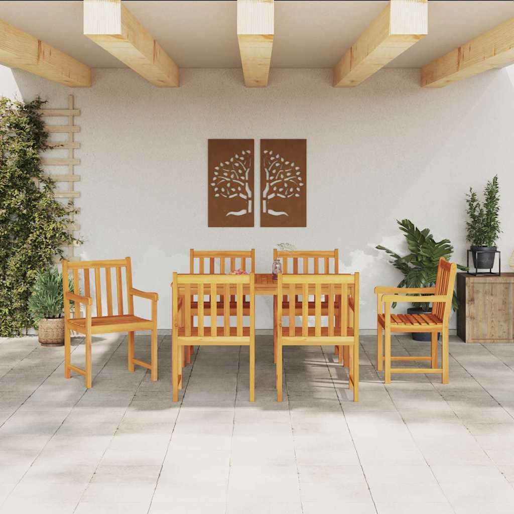 vidaXL Σέτ φαγητού για κήπο 7 pcs Καφέ Στερεό Ξύλο Ακακίας